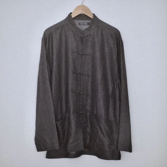 Viz Classic Men's Mandarin Collar Frog Button Front Shirt/Light Jacket - Picture 3 of 11